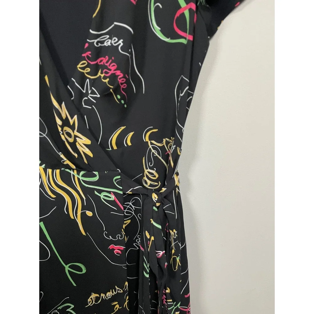 Aritzia Babaton Wallace Split Wrap Midi Dress in Doodle Print Size Small - Picture 5 of 12